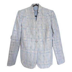 Elie Tahari Textured Light Blue Blazer